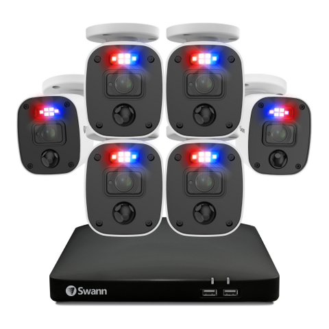 Home 6 Camera 8 Channel 2K DVR 256GB SD Card Security System with Mic