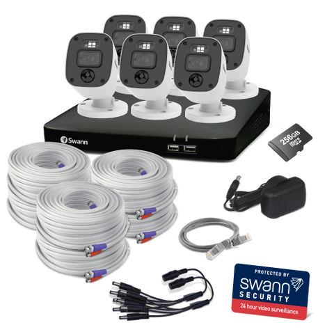 Home 6 Camera 8 Channel 2K DVR 256GB SD Card Security System with Mic