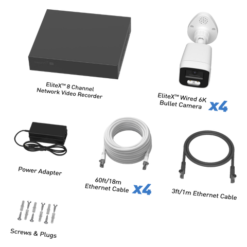 Swann EliteX™ 6K NVR Security System with 4 Bullet Cameras
