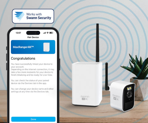 Combine with a MaxRanger4K hub, usually sold in kits with 2, 3 or 4 cameras. MaxRanger4K hubs can connect wirelessly to up to 8 cameras.