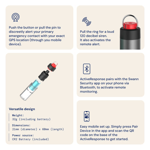 Swann ActiveResponse Persönlicher Sicherheitsalarm – Graphit