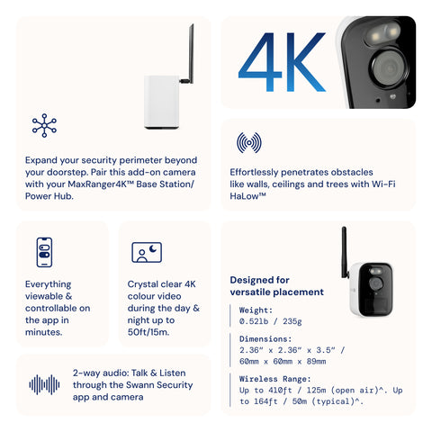 MaxRanger4K™ Mini Long-Range Add-on Wireless Security Camera