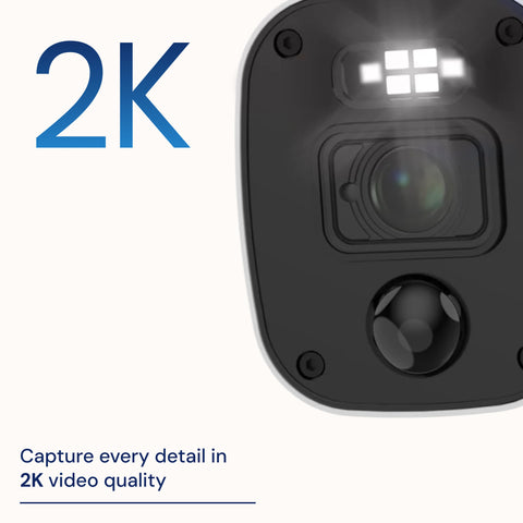 Home 2K DVR Audio/Video Flashing & Spotlight Add-On Bullet Camera 2 Pack