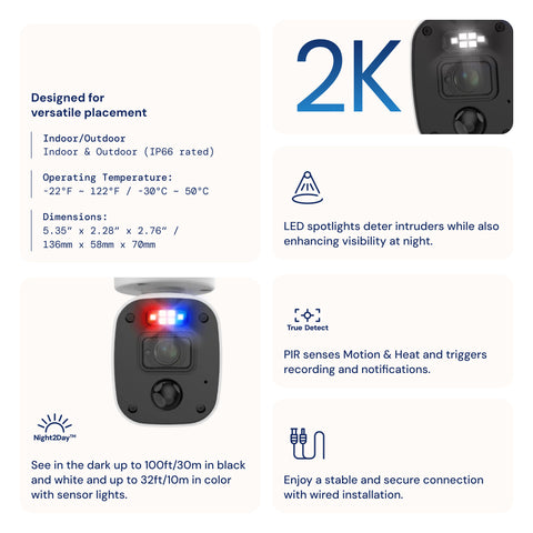 Home 2K DVR Audio/Video Blinklicht- und Spotlicht-Zusatz-Bullet-Kamera, 2er-Pack