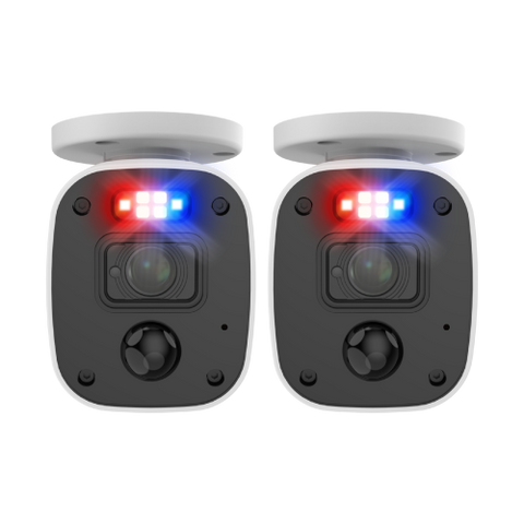 Home 2K DVR Audio/Video Flashing & Spotlight Add-On Bullet Camera 2 Pack