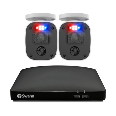 Home 2 Camera 4 Channel 1080p Full HD DVR 64GB SD Card Security System with Mic