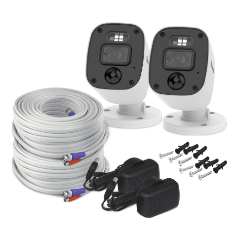 Home 2K DVR Audio/Video Flashing & Spotlight Add-On Bullet Camera 2 Pack